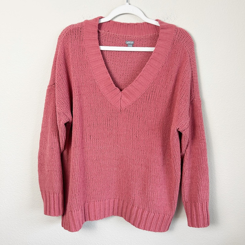 Aerie Oversized Chunky Knit Sweater Size Extra Small Super Soft Salmon Pink